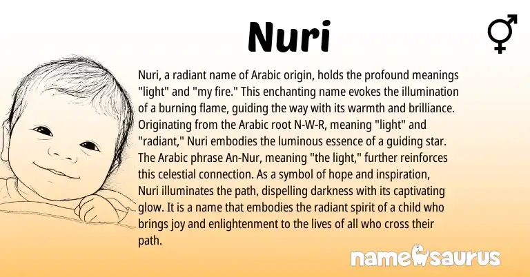 Infographic about Nuri name meaning, Nuri is a name from Arabic origin(s).