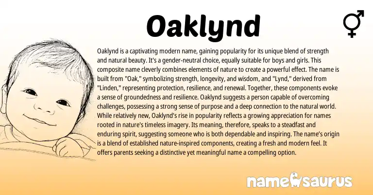 Infographic about Oaklynd name meaning, Oaklynd is a name from English origin(s).