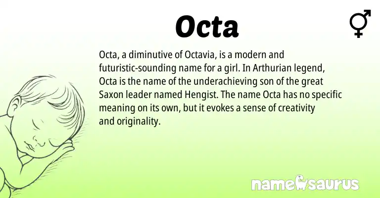 Infographic about Octa name meaning, Octa is a name from Saxon, Arthurian origin(s).