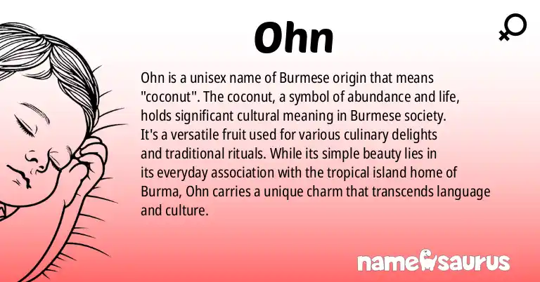 Infographic about Ohn name meaning, Ohn is a name from Burmese origin(s).