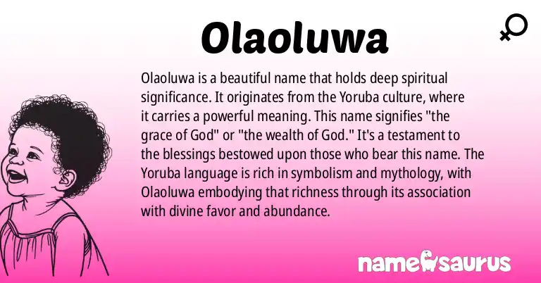 Infographic about Olaoluwa name meaning, Olaoluwa is a name from Yoruba origin(s).