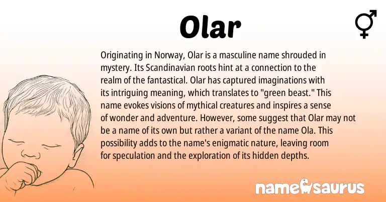 Infographic about Olar name meaning, Olar is a name from Norway, Scandinavian origin(s).