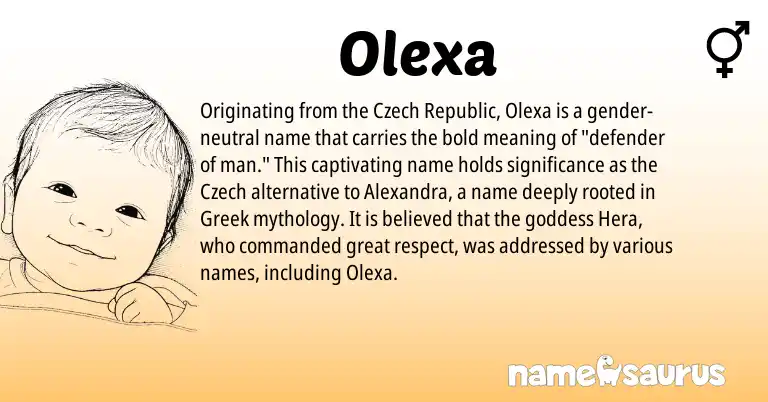 Infographic about Olexa name meaning, Olexa is a name from Czech, Greek origin(s).