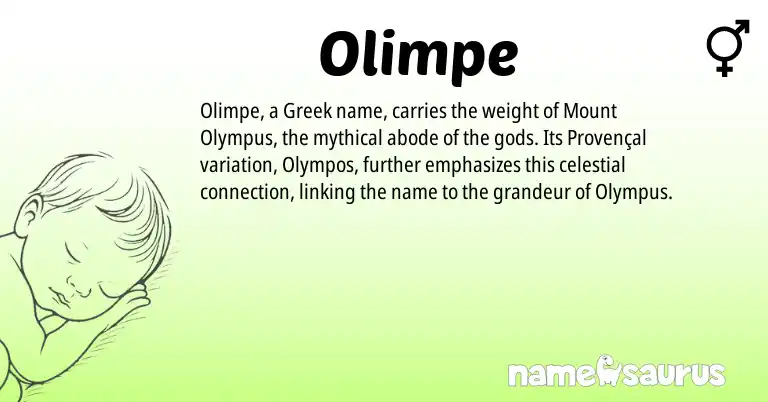Infographic about Olimpe name meaning, Olimpe is a name from Provençal, Greek origin(s).