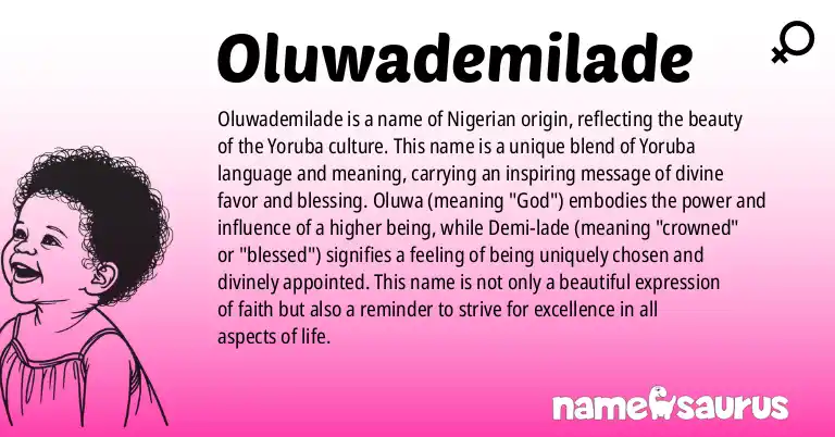 Infographic about Oluwademilade name meaning, Oluwademilade is a name from Yoruba origin(s).