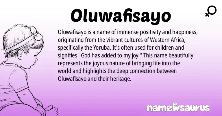 Infographic about Oluwafisayo name meaning, Oluwafisayo is a name from Western African, Yoruba origin(s).