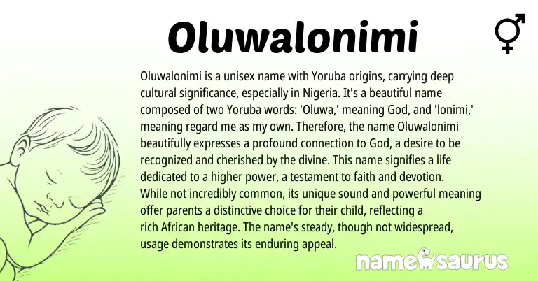 Infographic about Oluwalonimi name meaning, Oluwalonimi is a name from Yoruba origin(s).