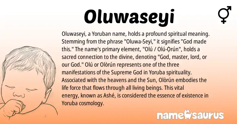 Infographic about Oluwaseyi name meaning, Oluwaseyi is a name from Yoruba origin(s).