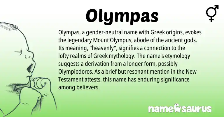 Infographic about Olympas name meaning, Olympas is a name from Greek origin(s).