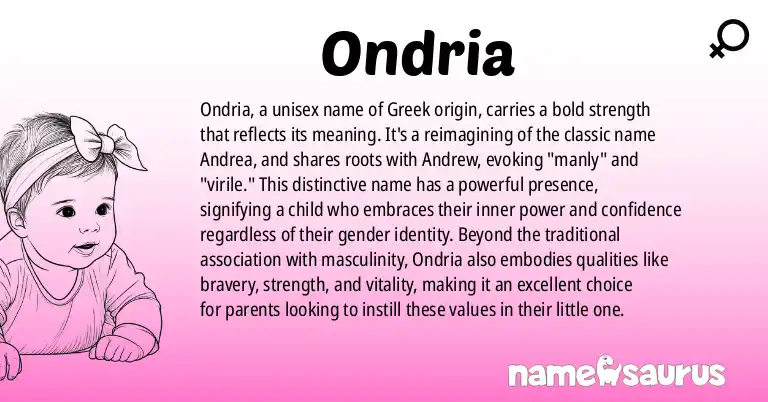Infographic about Ondria name meaning, Ondria is a name from Greek origin(s).