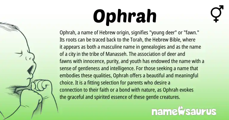 Infographic about Ophrah name meaning, Ophrah is a name from Torah, Hebrew origin(s).