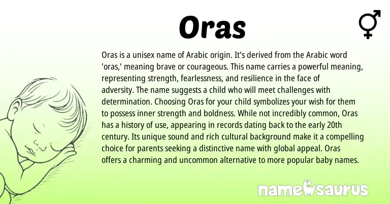 Infographic about Oras name meaning, Oras is a name from Arabic origin(s).