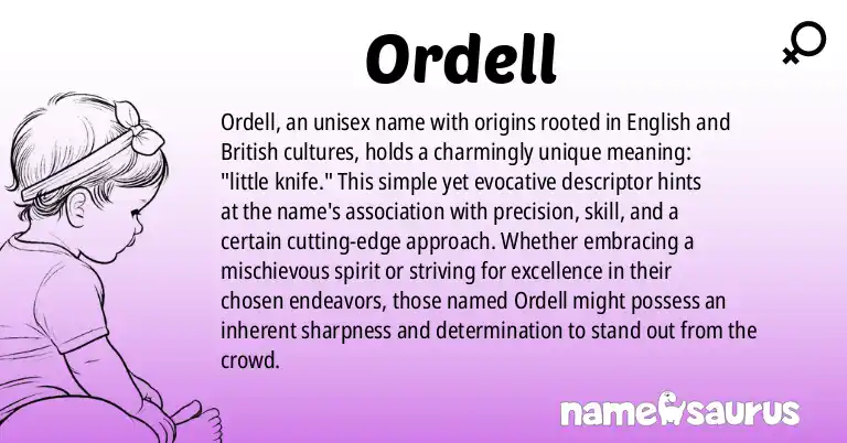 Infographic about Ordell name meaning, Ordell is a name from English, British origin(s).