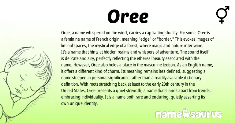 Infographic about Oree name meaning, Oree is a name from French origin(s).