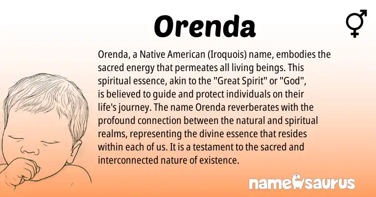 Infographic about Orenda name meaning, Orenda is a name from Native American, Iroquois origin(s).