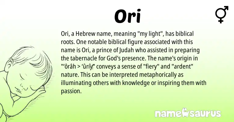 Infographic about Ori name meaning, Ori is a name from Hebrew origin(s).