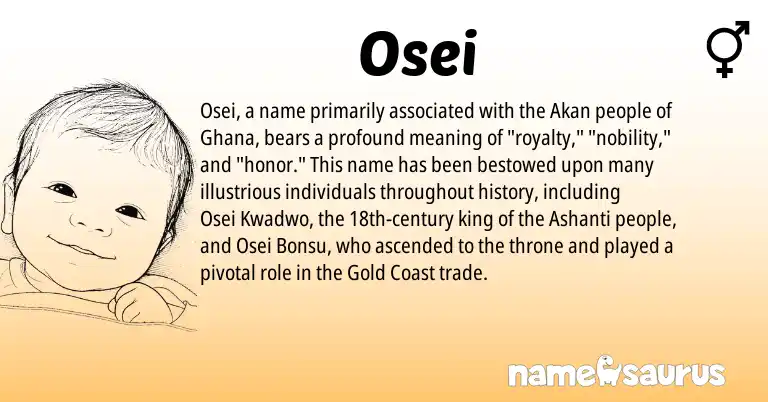 Infographic about Osei name meaning, Osei is a name from Akan, Ghana, Ashanti origin(s).