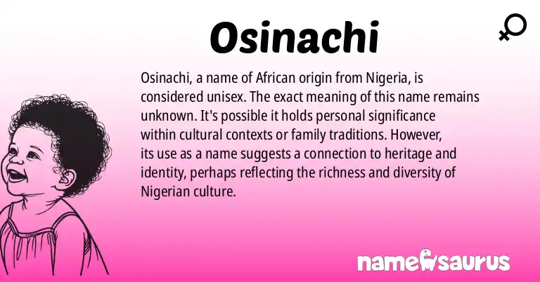 Infographic about Osinachi name meaning, Osinachi is a name from African - Nigeria origin(s).