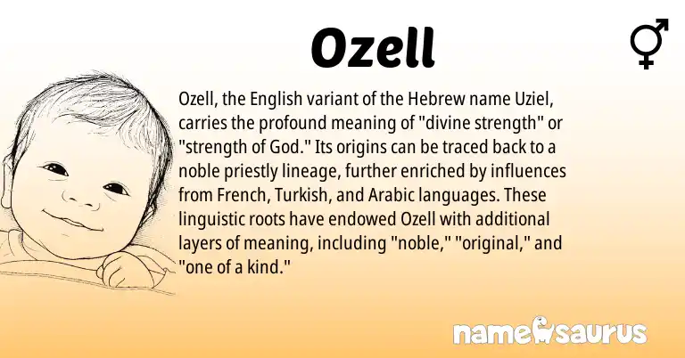 Infographic about Ozell name meaning, Ozell is a name from English, Turkish, French, Arabic, Hebrew origin(s).