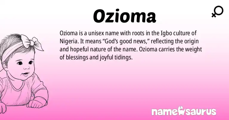 Infographic about Ozioma name meaning, Ozioma is a name from Igbo origin(s).