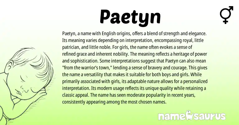 Infographic about Paetyn name meaning, Paetyn is a name from English origin(s).