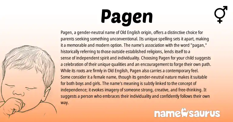 Infographic about Pagen name meaning, Pagen is a name from English origin(s).