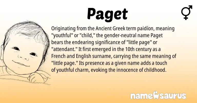 Infographic about Paget name meaning, Paget is a name from English, Ancient Greek, French origin(s).