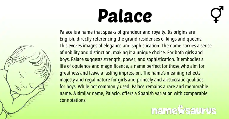 Infographic about Palace name meaning, Palace is a name from English origin(s).