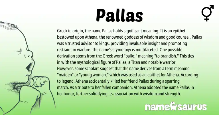 Infographic about Pallas name meaning, Pallas is a name from Greek origin(s).