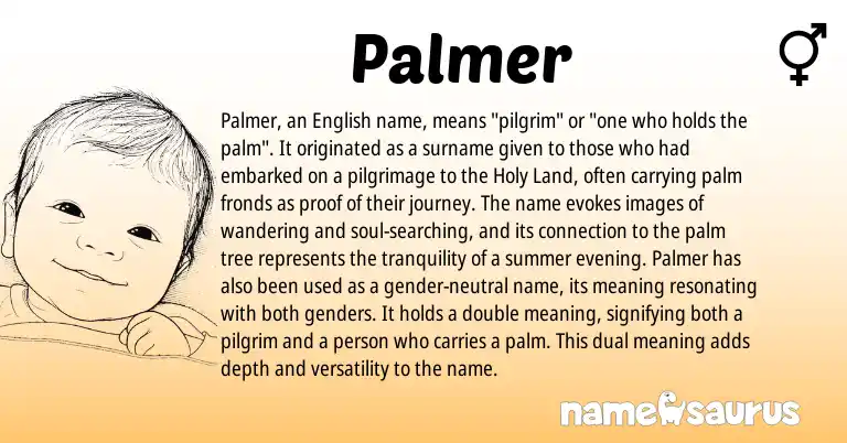 Infographic about Palmer name meaning, Palmer is a name from English origin(s).