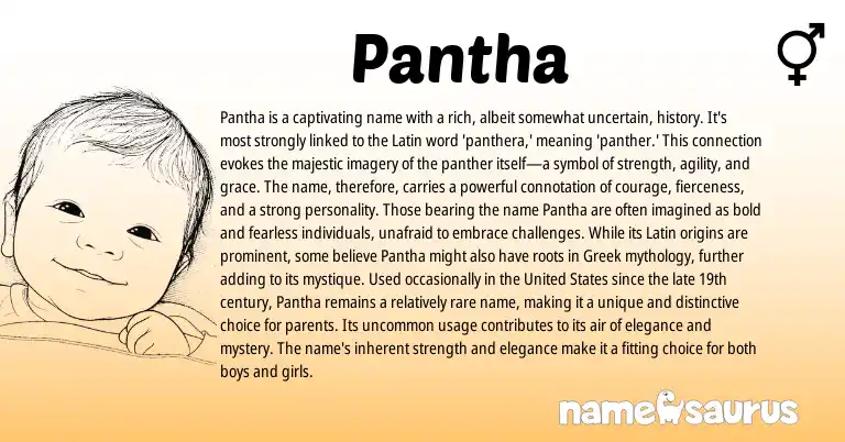 Infographic about Pantha name meaning, Pantha is a name from Latin, Greek origin(s).
