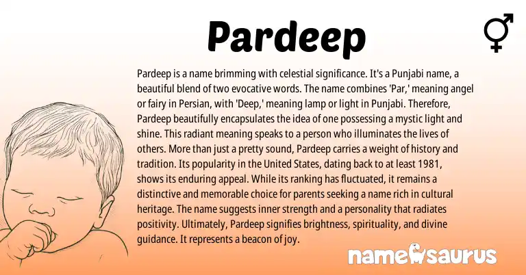 Infographic about Pardeep name meaning, Pardeep is a name from Indian, Persian, Punjabi origin(s).