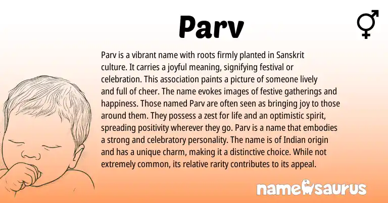 Infographic about Parv name meaning, Parv is a name from Indian, Persian, Sanskrit origin(s).