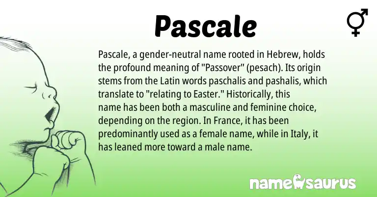 Infographic about Pascale name meaning, Pascale is a name from Latin, Hebrew origin(s).