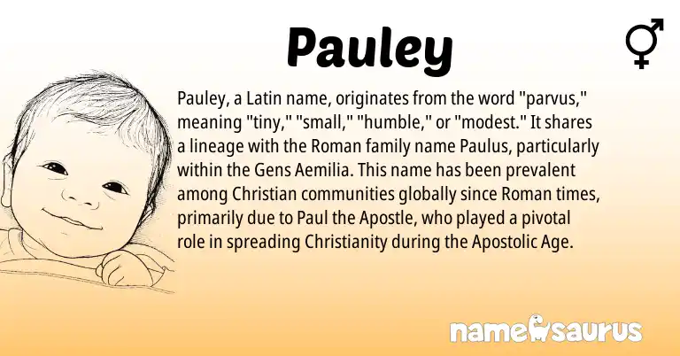 Infographic about Pauley name meaning, Pauley is a name from Roman, Christianity, Latin origin(s).