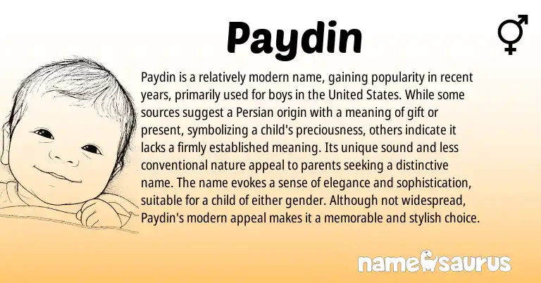 Infographic about Paydin name meaning, Paydin is a name from Persian origin(s).