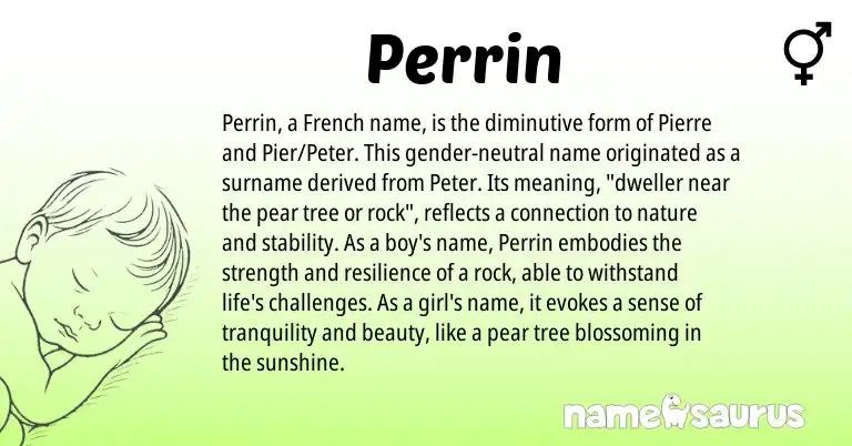 Infographic about Perrin name meaning, Perrin is a name from French origin(s).