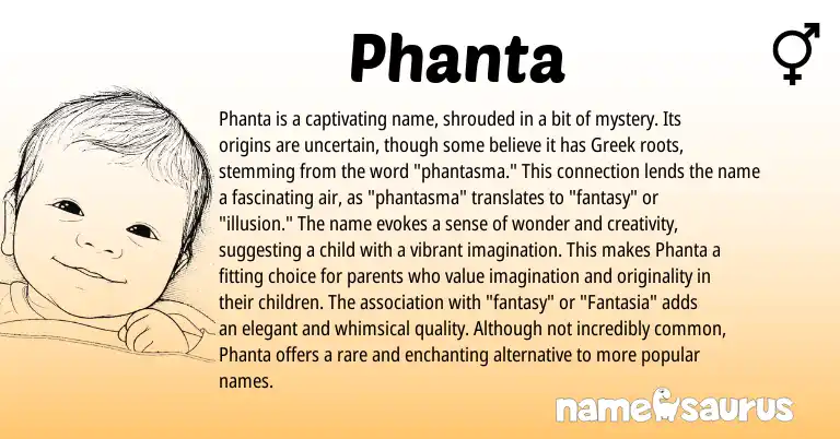 Infographic about Phanta name meaning, Phanta is a name from Greek origin(s).