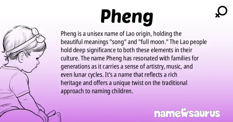 Infographic about Pheng name meaning, Pheng is a name from Lao origin(s).