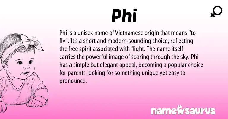 Infographic about Phi name meaning, Phi is a name from Vietnamese origin(s).