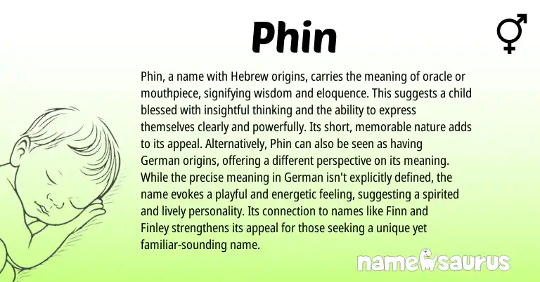 Infographic about Phin name meaning, Phin is a name from Hebrew, English origin(s).