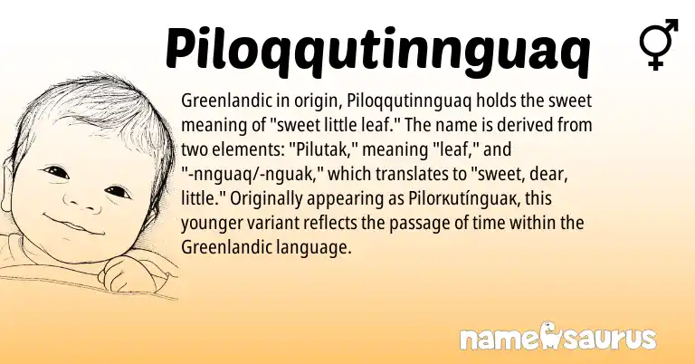 Infographic about Piloqqutinnguaq name meaning, Piloqqutinnguaq is a name from Greenlandic origin(s).