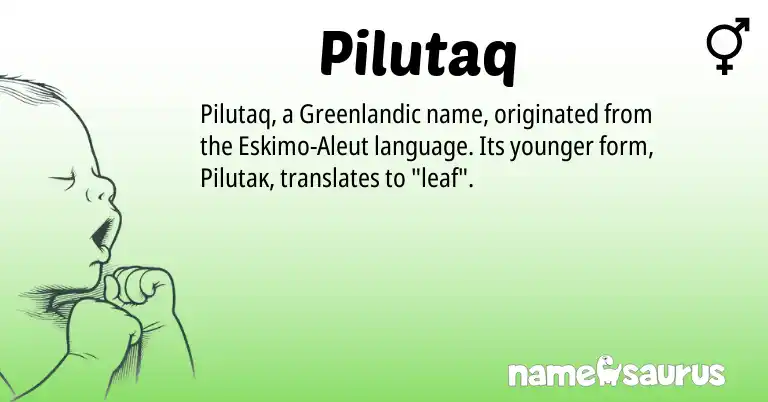 Infographic about Pilutaq name meaning, Pilutaq is a name from Aleut, Greenlandic origin(s).