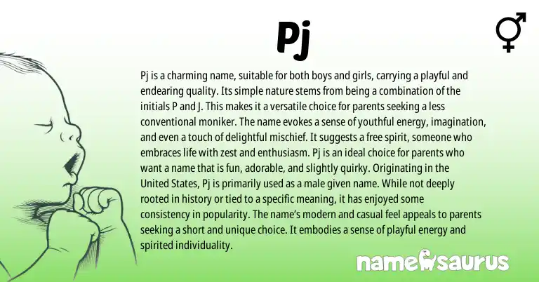 Infographic about Pj name meaning, Pj is a name from English origin(s).