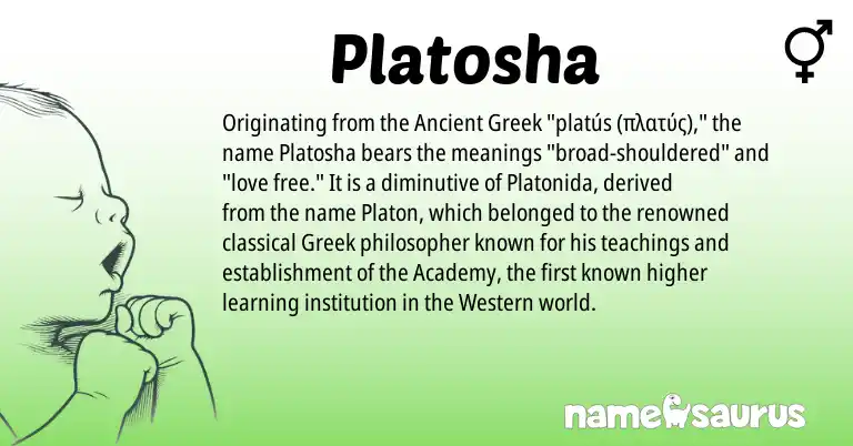 Infographic about Platosha name meaning, Platosha is a name from Ancient Greek, Greek origin(s).