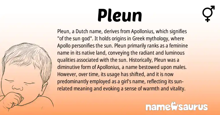 Infographic about Pleun name meaning, Pleun is a name from Dutch, Greek origin(s).