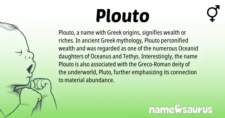 Infographic about Plouto name meaning, Plouto is a name from Roman, Greek origin(s).