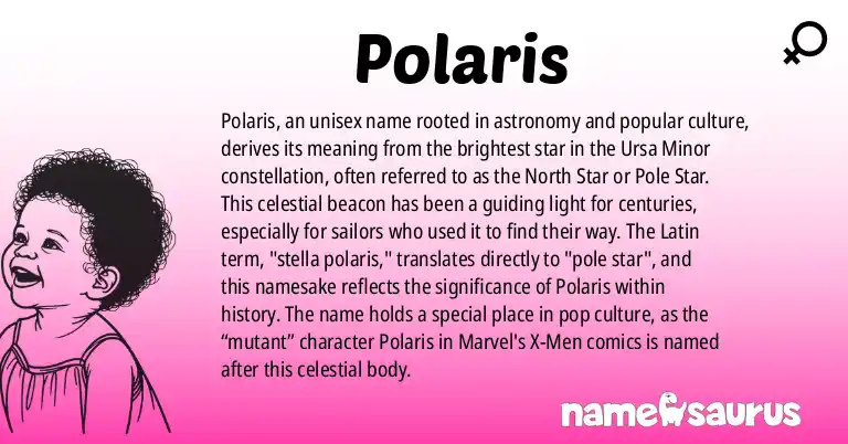 Infographic about Polaris name meaning, Polaris is a name from Latin, Astronomy, Popular Culture origin(s).