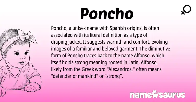 Infographic about Poncho name meaning, Poncho is a name from Spanish origin(s).