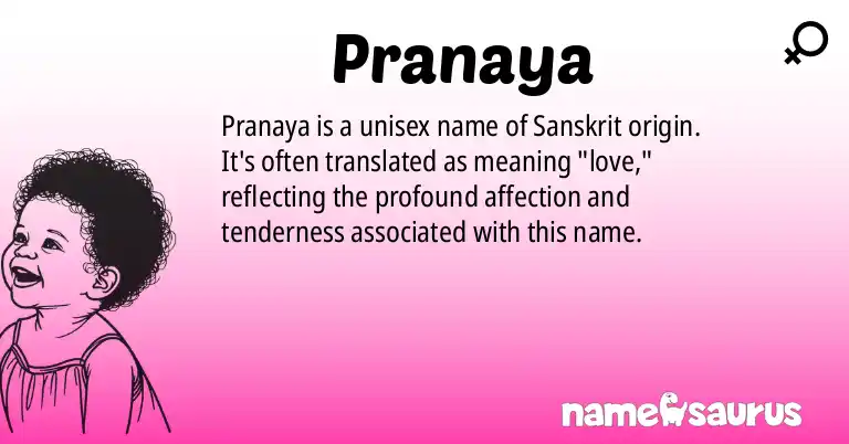 Infographic about Pranaya name meaning, Pranaya is a name from Sanskrit origin(s).
